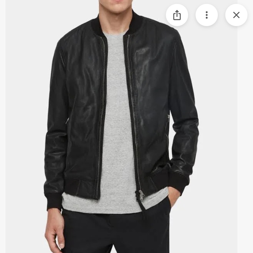 All Saints Black Blythe Leather Bomber Jacket XS